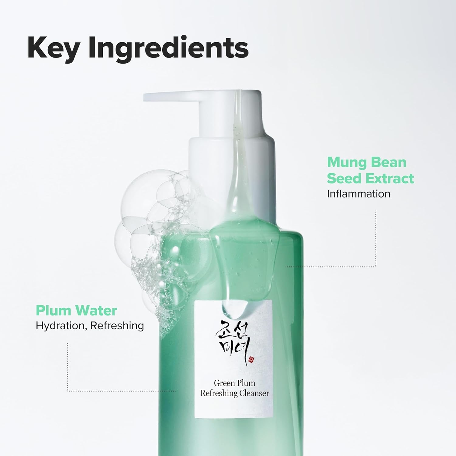 Green Plum Refreshing Cleanser Gel Type Deep Pore Cleansing, Acne Face Wash, Blackhead Remover for All Skin Types, Korean Skincare 100Ml, 3.38 Fl.Oz