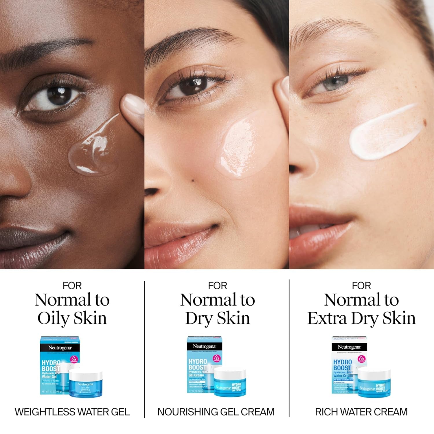 Neutrogena Hydro Boost Gel Cream, 48 Hr Hydration for Normal/Dry Skin, Fragrance Free, Face Moisturizer with Hyaluronic Acid, 1.7 Oz. & Trial Size Hydro Boost Hydrating Gel Cleanser, 0.5 Fl Oz