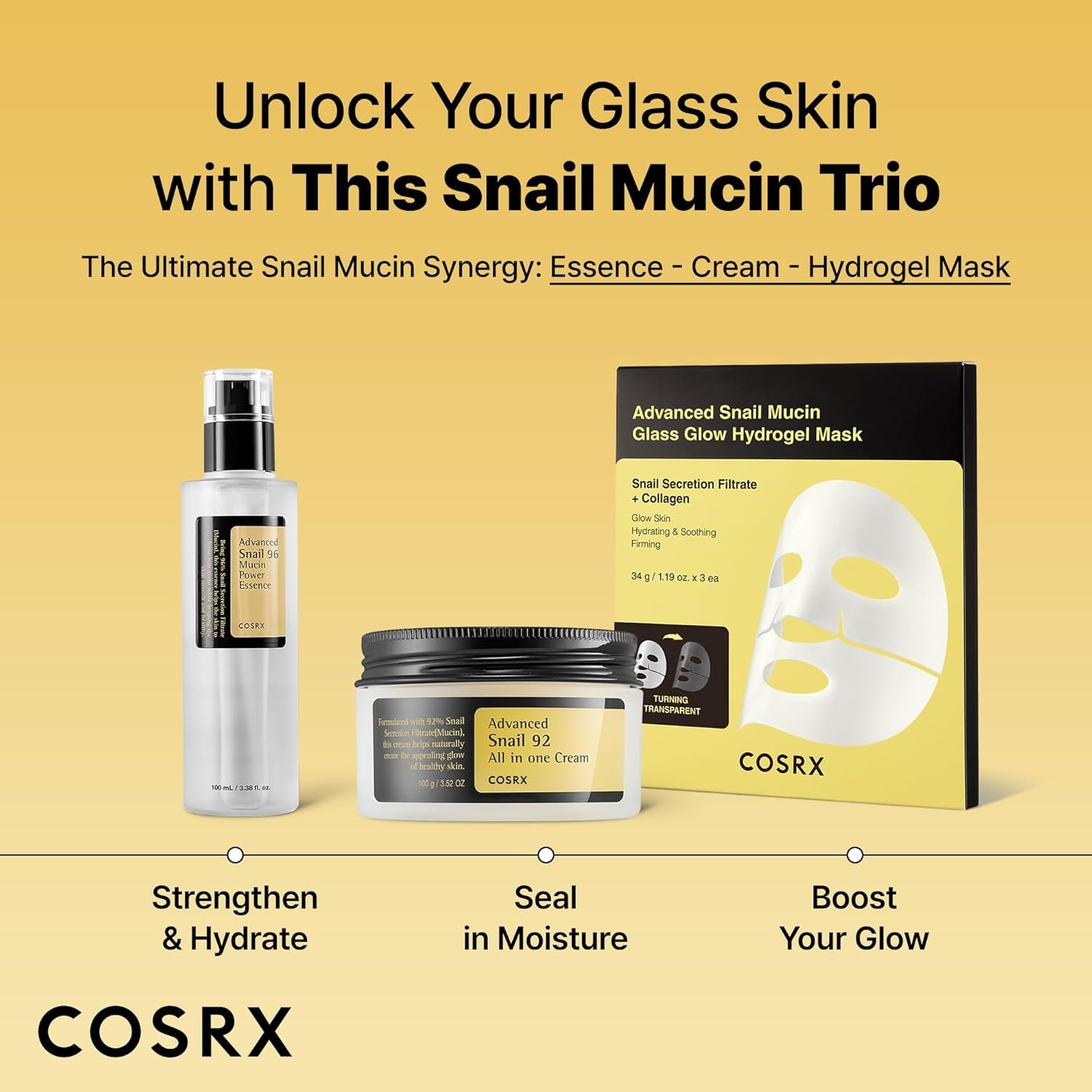 Snail Mucin Repairing Serum 100Ml, Hydrating Serum for Face with Snail Secretion Filtrate for Dull Skin & Fine Lines, Korean Skin Care