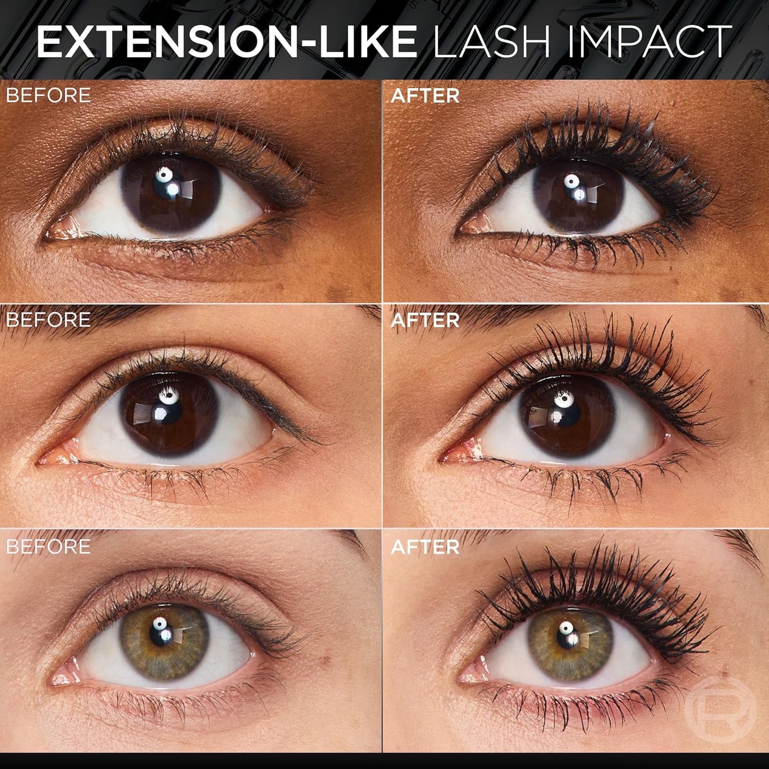 Extensionist Mascara, Lengthening, Volumizing, and Curling Formula for a Lash Extension Eye Makeup Look, Washable Blackest Black