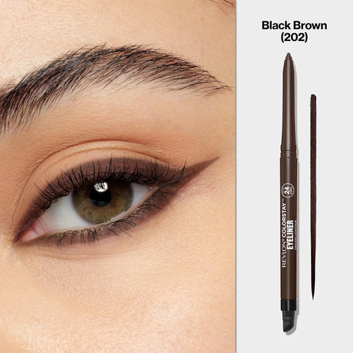 Colorstay Pencil Waterproof Eyeliner, Smudge-Proof, Eye Makeup with Built-In Sharpener, 202 Black Brown, 0.01 Oz
