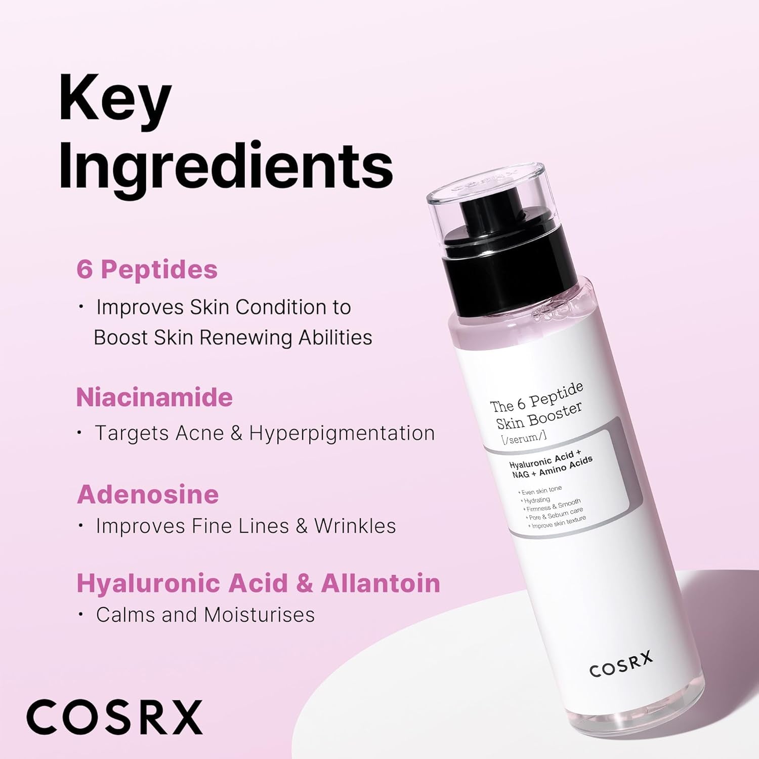 6X Peptide Collagen Skin Booster Toner Serum for Dull & Uneven Skin, Preps Skin with Copper Peptides, Ghk-Cu, Skin Renewal Boosting Facial Essence, Korean Skin Care, 5.07 Fl.Oz