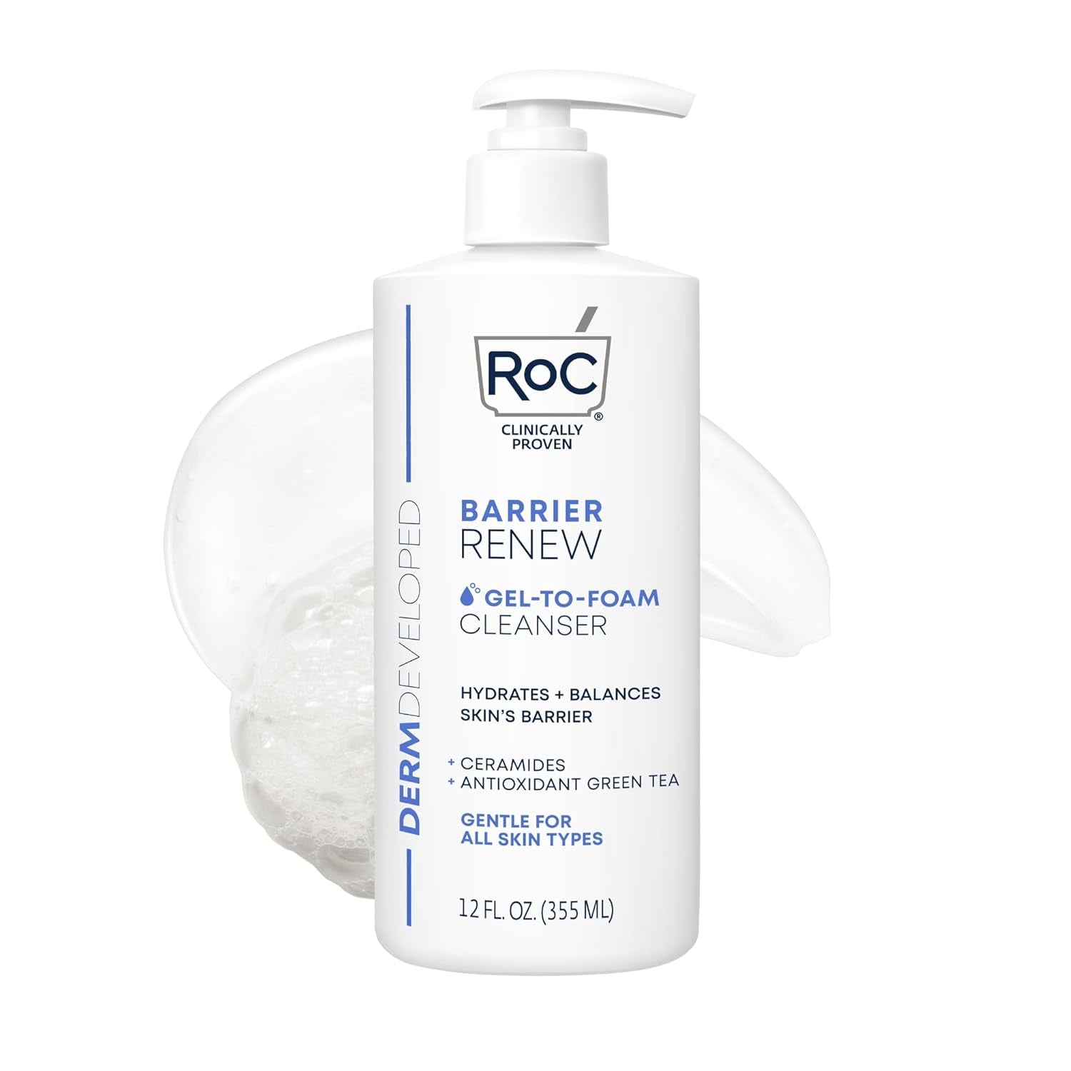 Barrier Renew Gel to Foam Non Drying Foaming Facial Cleanser to Hydrate Skin, Facial Cleanser for Sensitive Skin, 12 Ounces