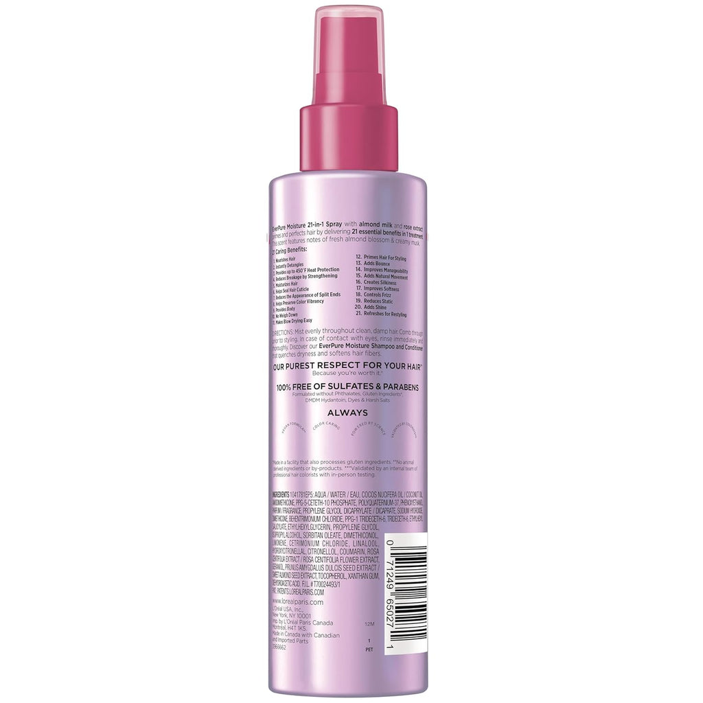 21-In-1 Leave in Conditioner Spray, Sulfate Free, Vegan, Everpure 6.8 Fl Oz