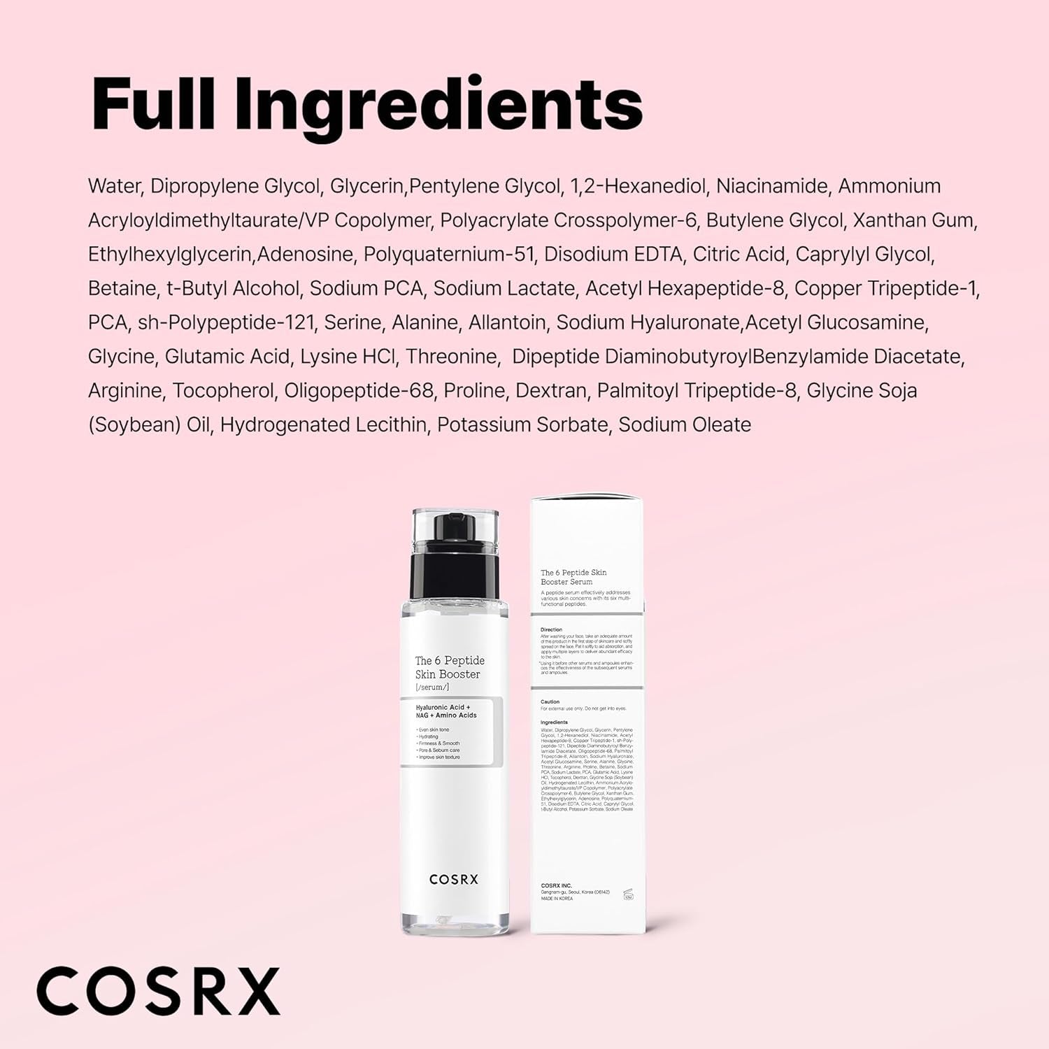 6X Peptide Collagen Skin Booster Toner Serum for Dull & Uneven Skin, Preps Skin with Copper Peptides, Ghk-Cu, Skin Renewal Boosting Facial Essence, Korean Skin Care, 5.07 Fl.Oz
