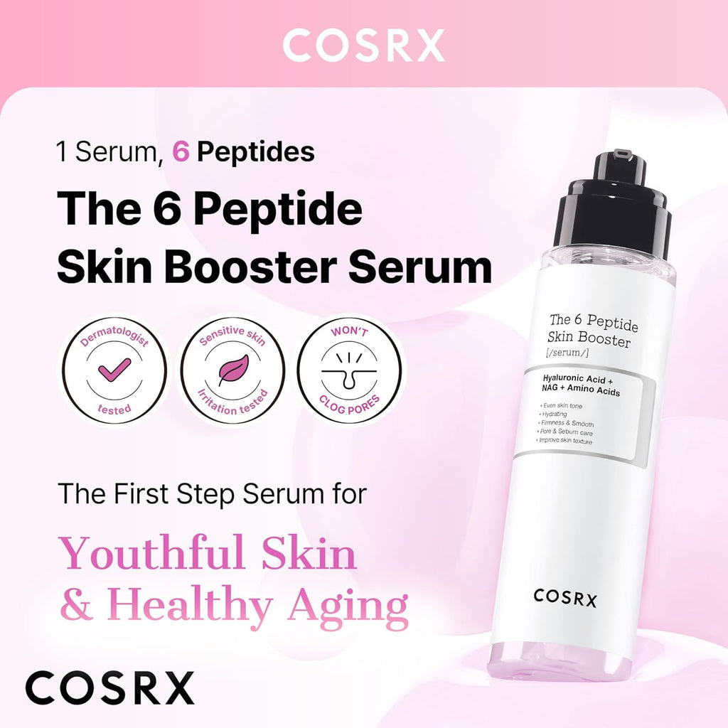 6X Peptide Collagen Skin Booster Toner Serum for Dull & Uneven Skin, Preps Skin with Copper Peptides, Ghk-Cu, Skin Renewal Boosting Facial Essence, Korean Skin Care, 5.07 Fl.Oz