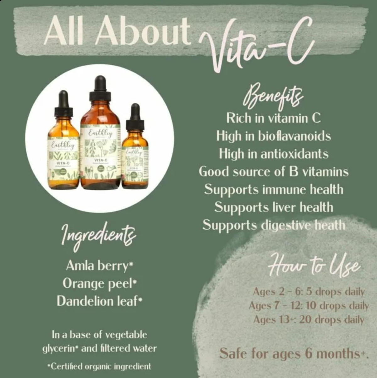 Vita-C, a Natural Source of Vitamin C, Whole Food Form of Vitamin C, Extracted from Amla Berries, Orange Peel, and Dandelion Leaf (2Oz)