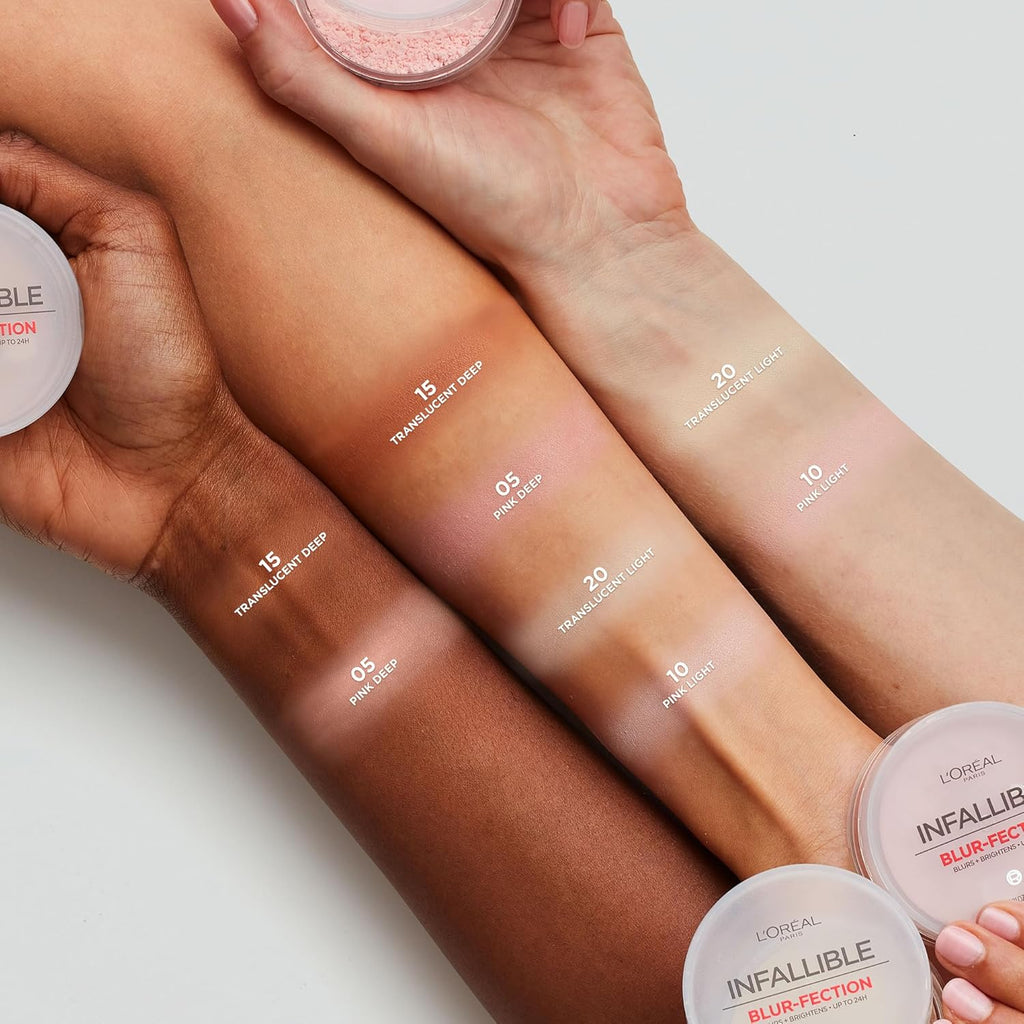 Infallible Blur-Fection Longwear Loose Setting Powder, Blurring Face Powder with up to 24Hrs of Wear, Brightening Light Pink, 1 Kit