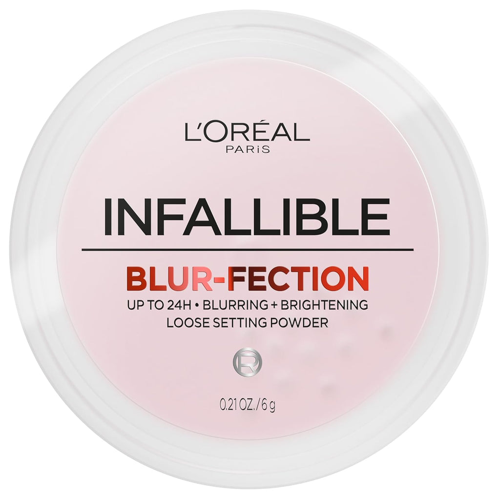 Infallible Blur-Fection Longwear Loose Setting Powder, Blurring Face Powder with up to 24Hrs of Wear, Brightening Light Pink, 1 Kit