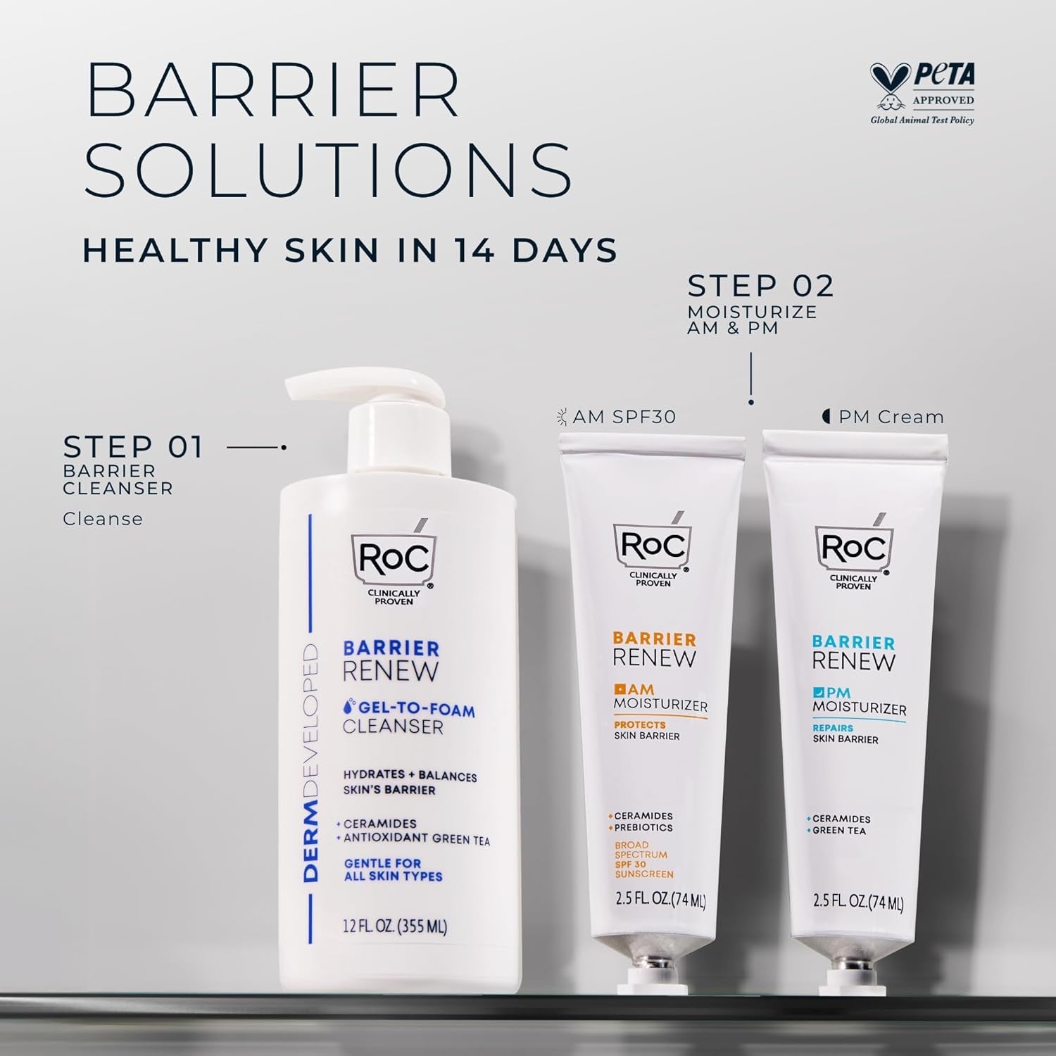 Barrier Renew Gel to Foam Non Drying Foaming Facial Cleanser to Hydrate Skin, Facial Cleanser for Sensitive Skin, 12 Ounces