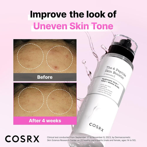 6X Peptide Collagen Skin Booster Toner Serum for Dull & Uneven Skin, Preps Skin with Copper Peptides, Ghk-Cu, Skin Renewal Boosting Facial Essence, Korean Skin Care, 5.07 Fl.Oz