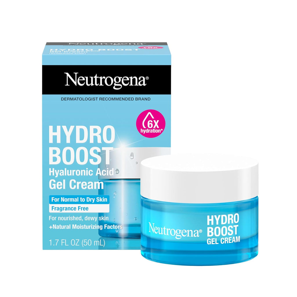 Neutrogena Hydro Boost Gel Cream, 48 Hr Hydration for Normal/Dry Skin, Fragrance Free, Face Moisturizer with Hyaluronic Acid, 1.7 Oz. & Trial Size Hydro Boost Hydrating Gel Cleanser, 0.5 Fl Oz
