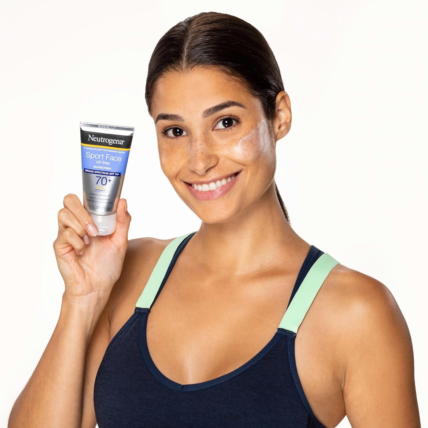 Neutrogena Sport Face Sunscreen SPF 70+, Oil-Free, 2.5 Fl Oz, Sweat & Water-Resistant, Broad-Spectrum UVA/UVB, Nourish & Restore Skin Balance, Oxybenzone Free Sunscreen for Face